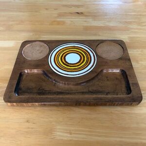 Vintage Wood charcuterie cheese serving board platter with Ceramic and cork